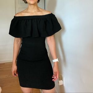 Black Bebe Off Shoulder Dress